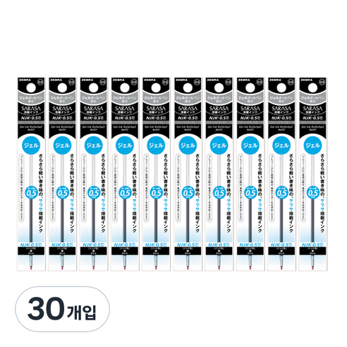 제브라 프레필 NJK 사라사 중성펜 리필심 0.5mm, 블랙, 30개