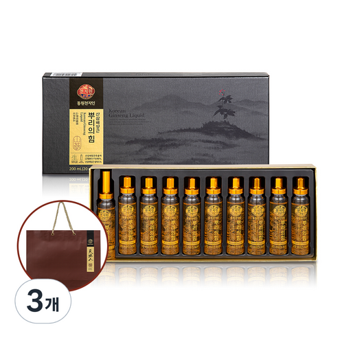 천지인 뿌리의 힘 산삼배양근 + 쇼핑백, 200ml, 3개