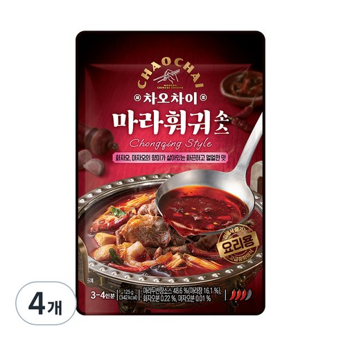 차오차이 마라 훠궈 소스, 125g, 4개