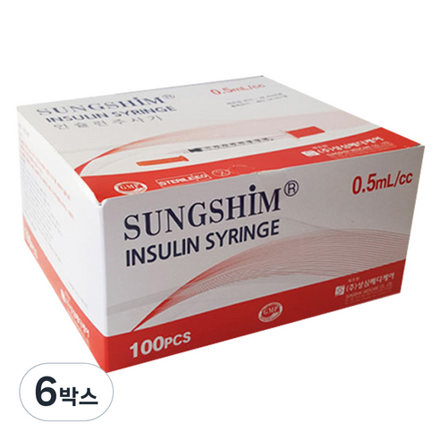 성심메디칼 인슐린 주사기 0.5ml 8mm 31g 100개입, 6개