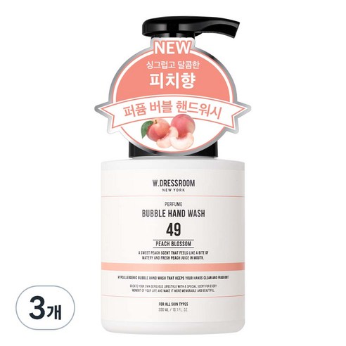 더블유드레스룸 저자극 퍼퓸 버블 핸드워시 No.49 피치블러썸, 300ml, 3개