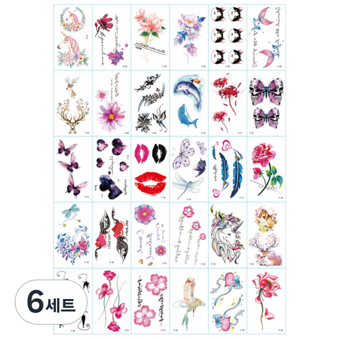 달모아 타투 스티커 30종 세트, F, 6세트