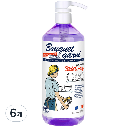 부케가르니 에코 1종 주방세제 와일드베리향, 750ml, 6개