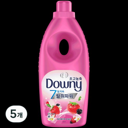 다우니 고농축 섬유유연제 7일 탈취파워 베리베리와 바닐라 크림, 1L, 5개