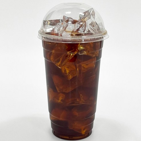 투고팩 투명 PET 아이스컵 + 돔형뚜껑 세트, 50개입, 1세트, 670ml