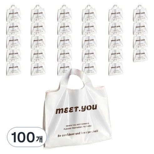 마켓감성 디자인레터링 의류 손잡이백, 화이트, 100개
