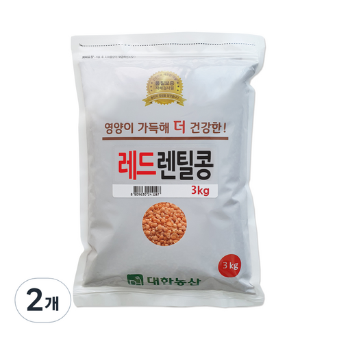 대한농산 레드렌틸콩, 2개, 3kg