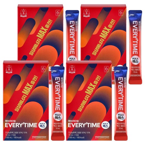 에브리타임 정관장 맥스 10p, 10ml, 4개