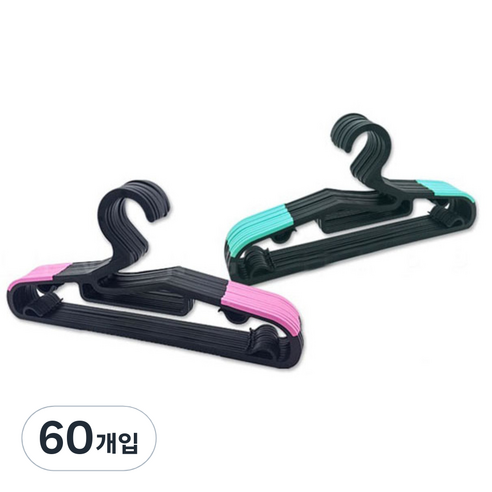 리빙해피 논슬립 옷걸이, 민트 + 핑크, 60개입