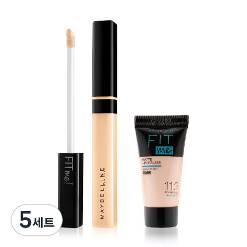 메이블린 핏미 컨실러 7ml + 미니 파운데이션 5ml 세트, 10 라이트(컨실러), 랜덤발송(파운데이션), 5세트