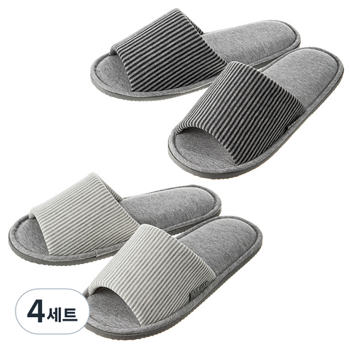 베이스알파에센셜 소프트 쿠션 거실화 2p 세트, 그레이, 챠콜, 4세트