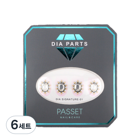 파셋 다이아 네일파츠 스티커, 시그니처01, 6세트