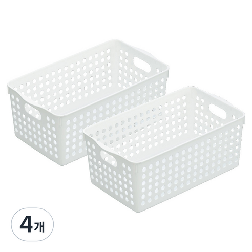 이노마타 4571 스톡 바스켓 와이드, 화이트, 4개