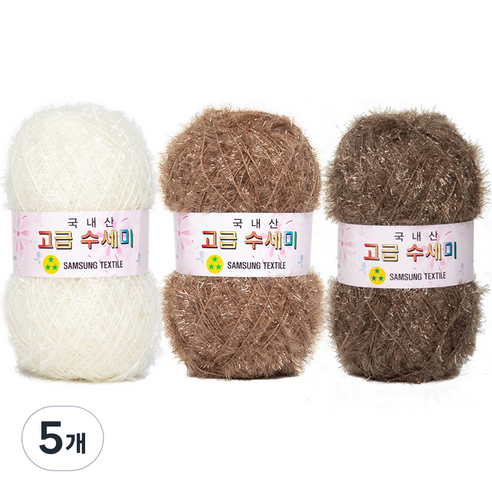 yarna 고급 수세미 뜨개실 80g x 3종 + 도안 3종 세트, X4 모카라떼, 5개
