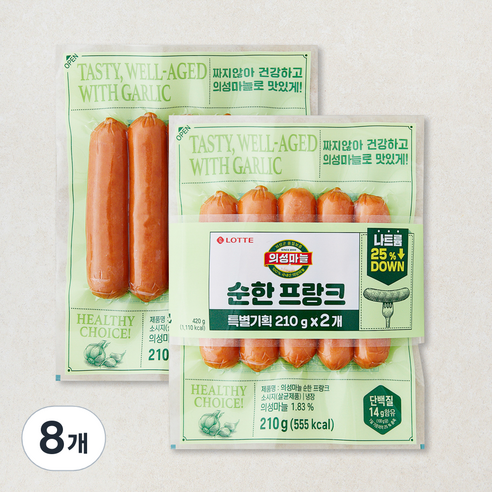 롯데웰푸드 순한 프랑크 소시지, 210g, 8개