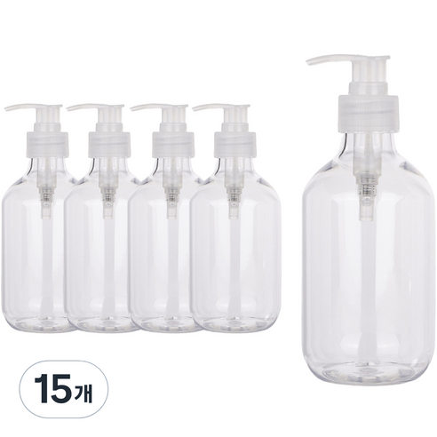 펌프 로션 샴푸 공병 용기 500ml, 투명(캡), 15개