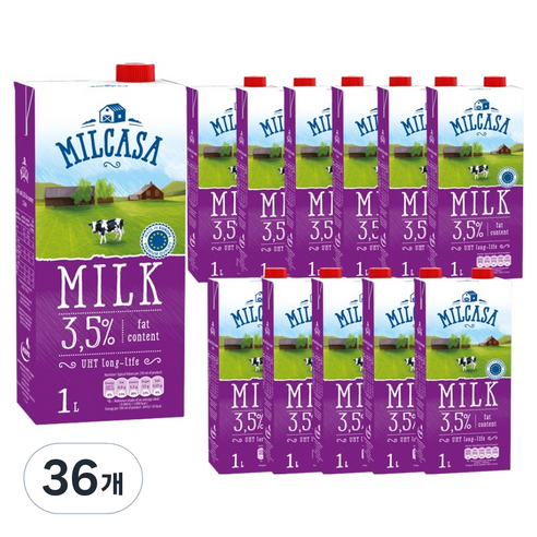 MLEKPOL 밀카사 멸균우유 3.5%, 1L, 36개