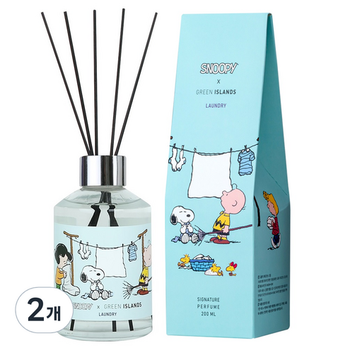 데일리콤마 스누피 디퓨저, 런드리 향, 200ml, 2개