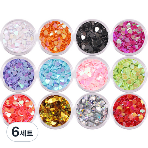 메이브라운 반해라 하트 네일 글리터 12p, 혼합 색상, 6세트