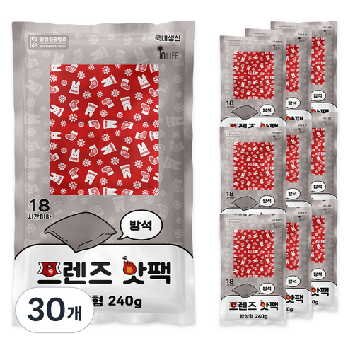 인라이프 프렌즈 방석형 핫팩 240g, 30개