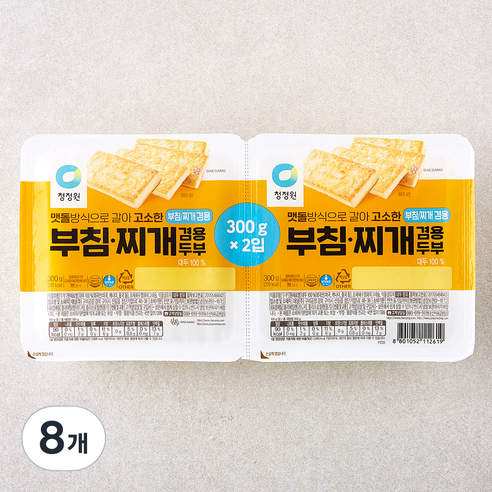 청정원 부침찌개 겸용 두부, 300g, 8개