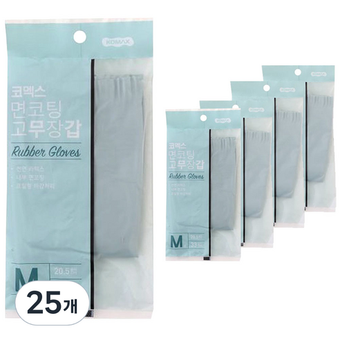 코멕스 면코팅 고무장갑, 민트, 중(M), 25개
