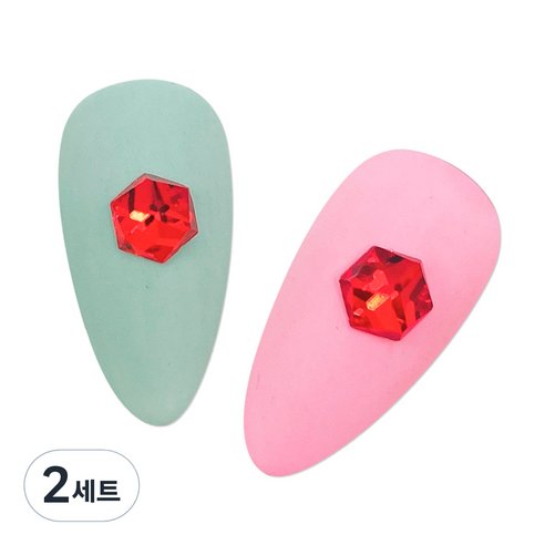 메이브라운 대용량 네일스톤 육각 6mm 50p, 레드, 2세트