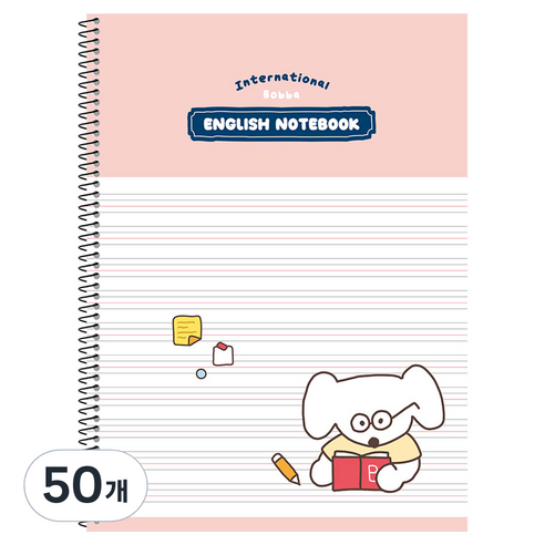 뭉구 1000 보바 스프링 영어노트, 핑크, 50개