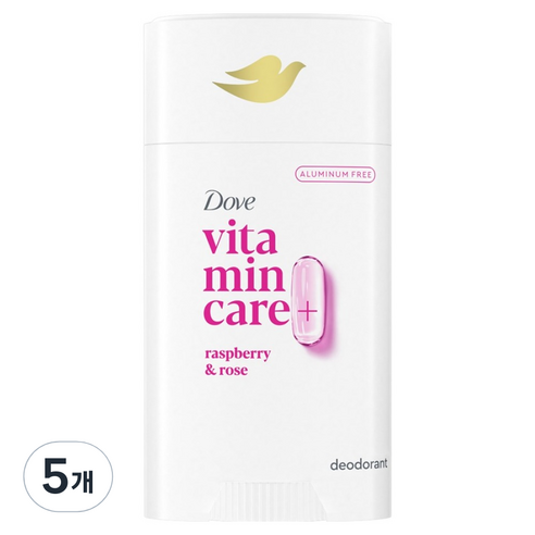 도브 비타민 케어 플러스 데오드란트 스틱 라즈베리 앤 로즈 향, 74g, 5개