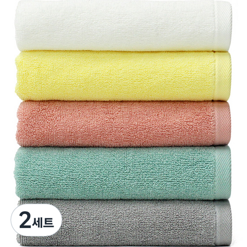타월톡톡 올타임 호텔수건 140g 30수 면사, 화이트 + 옐로우 + 피치 + 민트 + 그레이, 10개