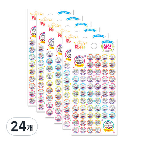 쁘띠팬시 칭찬 GREAT쿠룸이 ver1 스티커 da5288 6p, 혼합 색상, 24개