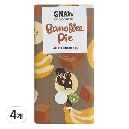 GNAW 밀크 초콜릿 바노피 파이 바, 100g, 4개