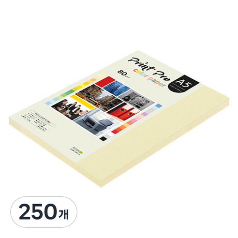 종이문화 프린트프로 칼라복사지 80g No 01 레몬, A5, 250개