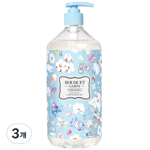 부케가르니 바디워시 베이비파우더, 1000ml, 3개