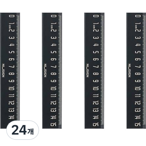 누사인 ABS 눈금 자 15cm, 블랙, 24개