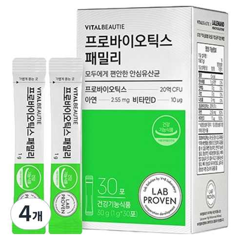 바이탈뷰티 프로바이오틱스 패밀리 30p, 30g, 4개