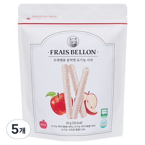 프레벨롱 롱떡뻥, 40g, 5개, 유기농 사과