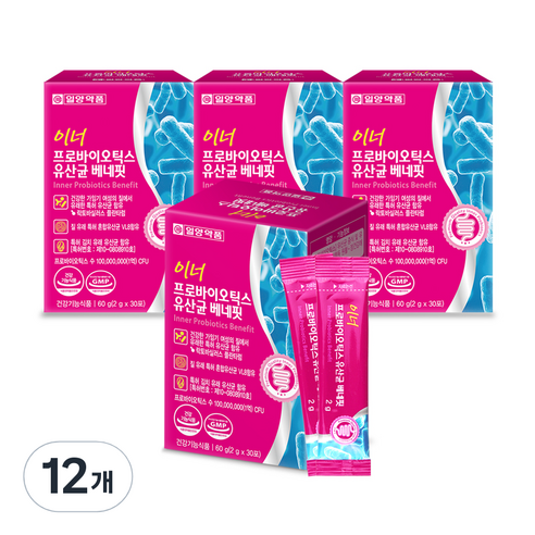 일양약품 이너 프로바이오틱스 유산균 베네핏 30p, 60g, 12개