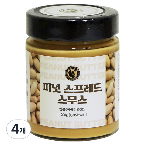 너츠브라더 땅콩버터 피넛 스프레드 스무스, 4개, 200g