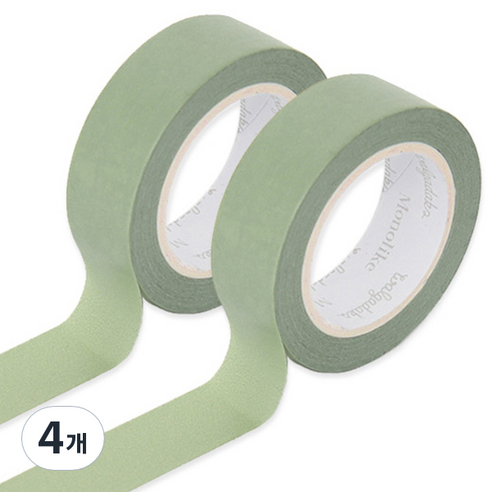 모노라이크 아르떼 마스킹 테이프 15mm x 10m, 517 Green lawn,, 4개