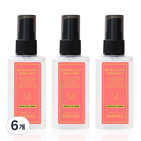 디오넬 시크릿 러브 로맨틱 로즈 바디 미스트 꽃향, 80ml, 6개