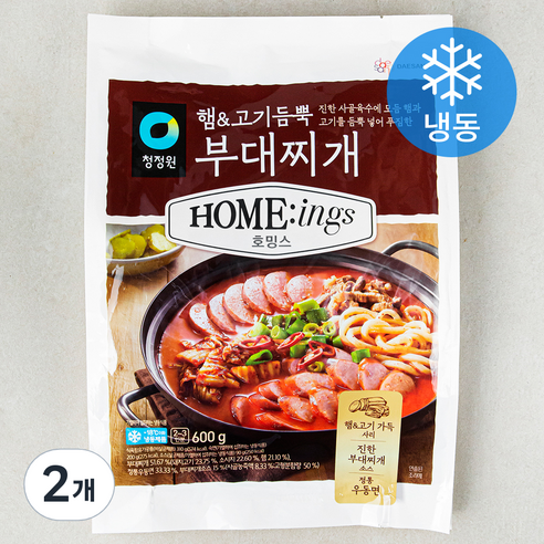 대상 호밍스 햄&고기 듬뿍 부대찌개 (냉동), 2개, 600g