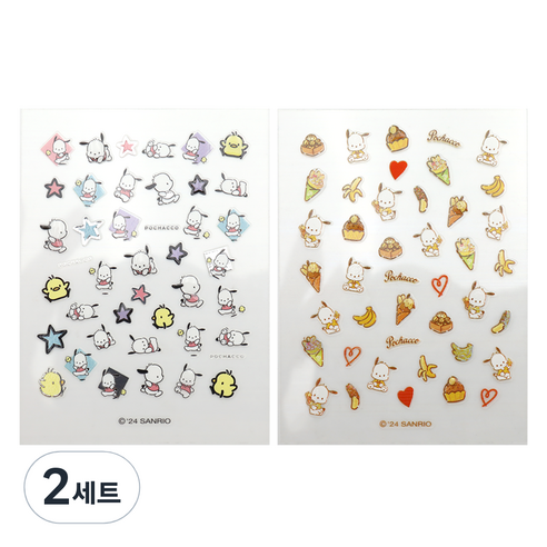 뷰티홈 산리오 포차코 네일스티커 2종 세트, 2개, 러닝, 디저트