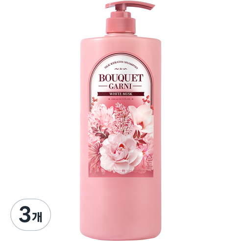부케가르니 실크 케라틴 샴푸 화이트머스크향, 1500ml, 3개