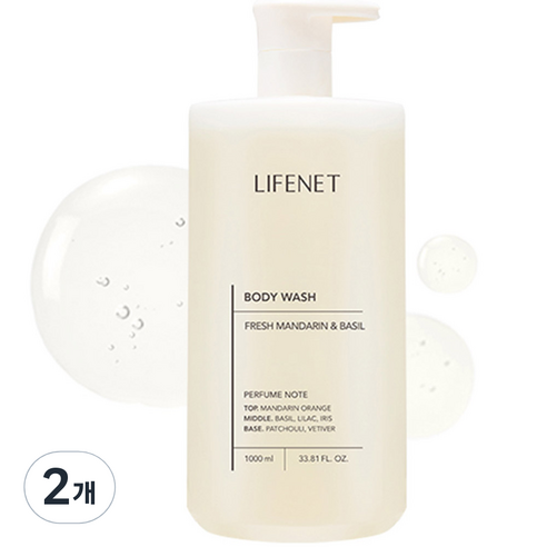 라이프넷 바디워시 프레쉬 만다린 앤 바질, 1000ml, 2개