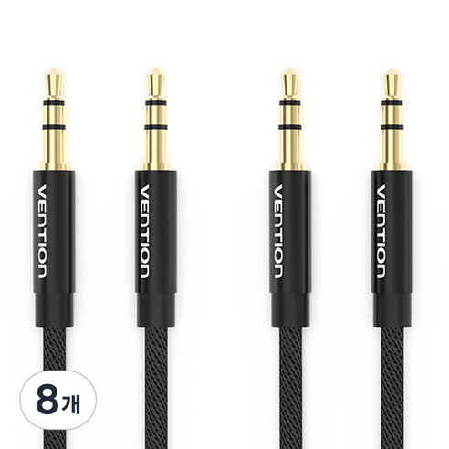 벤션 골드블랙 3.5mm AUX 케이블 1m 직조재킷 2p, 혼합 색상, 8개