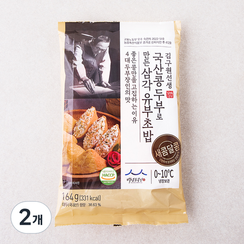 김구원선생 국산콩 두부로 만든 삼각 유부초밥, 164g, 2개