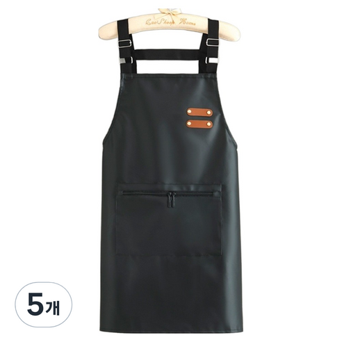 심쿵하니 다용도 방수 앞치마, 블랙, 5개