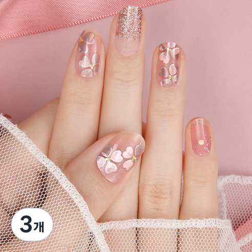 바바코코 젤네일 스티커 34p, 3개, SHY FLOWER