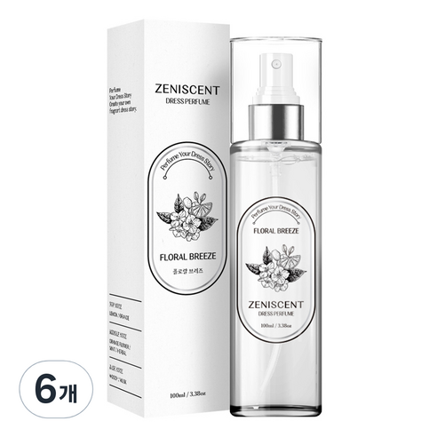 제니센트 드레스퍼퓸 플로랄 브리즈 섬유 탈취제, 100ml, 6개